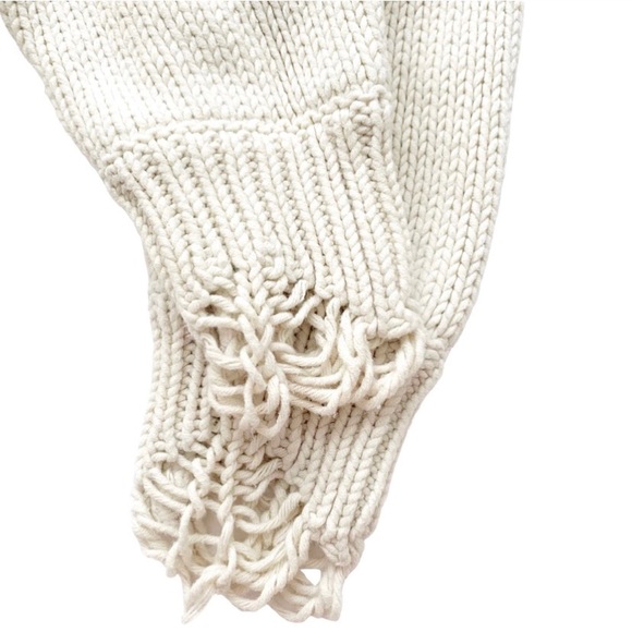 WILDFOX Chunky Knit Distressed “Sure Yeah Ok” Graphic Oversized Sweater Cream - Picture 8 of 16